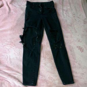 American eagle black ripped skinny jeans. Size 0